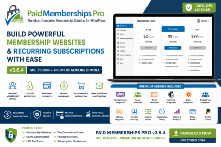 Paid Memberships Pro v3.6.4 GPL Plugin + Addons Bundle for WordPress
