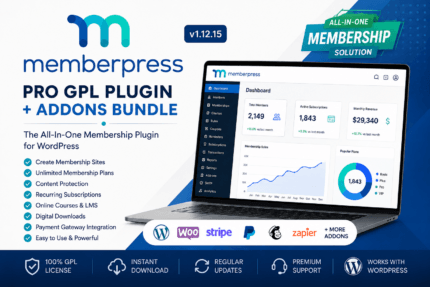 Download MemberPress Pro GPL Plugin + Addons Bundle for WordPress from GPLStudio