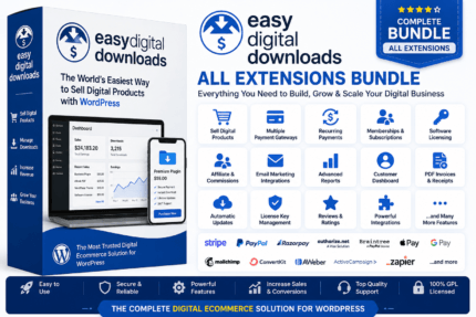 Easy Digital Downloads with all premium extensions for WordPress digital ecommerce