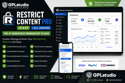 Restrict Content Pro GPL WordPress membership and subscription plugin with addons