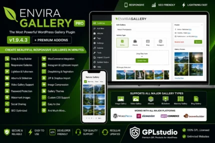 Envira Gallery Pro GPL responsive WordPress photo and video gallery plugin