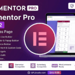 Elementor Pro GPL v4.2.2 WordPress page builder plugin banner featuring theme builder and popup builder elements